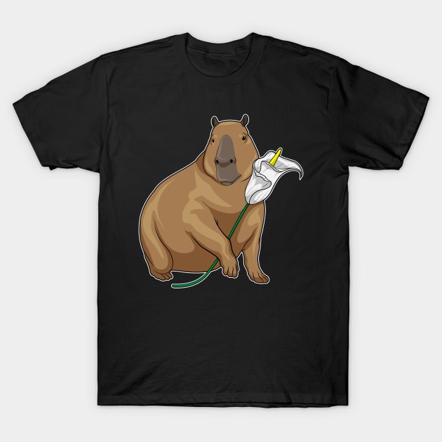 Capybara Calendula Flower T-Shirt by Markus Schnabel